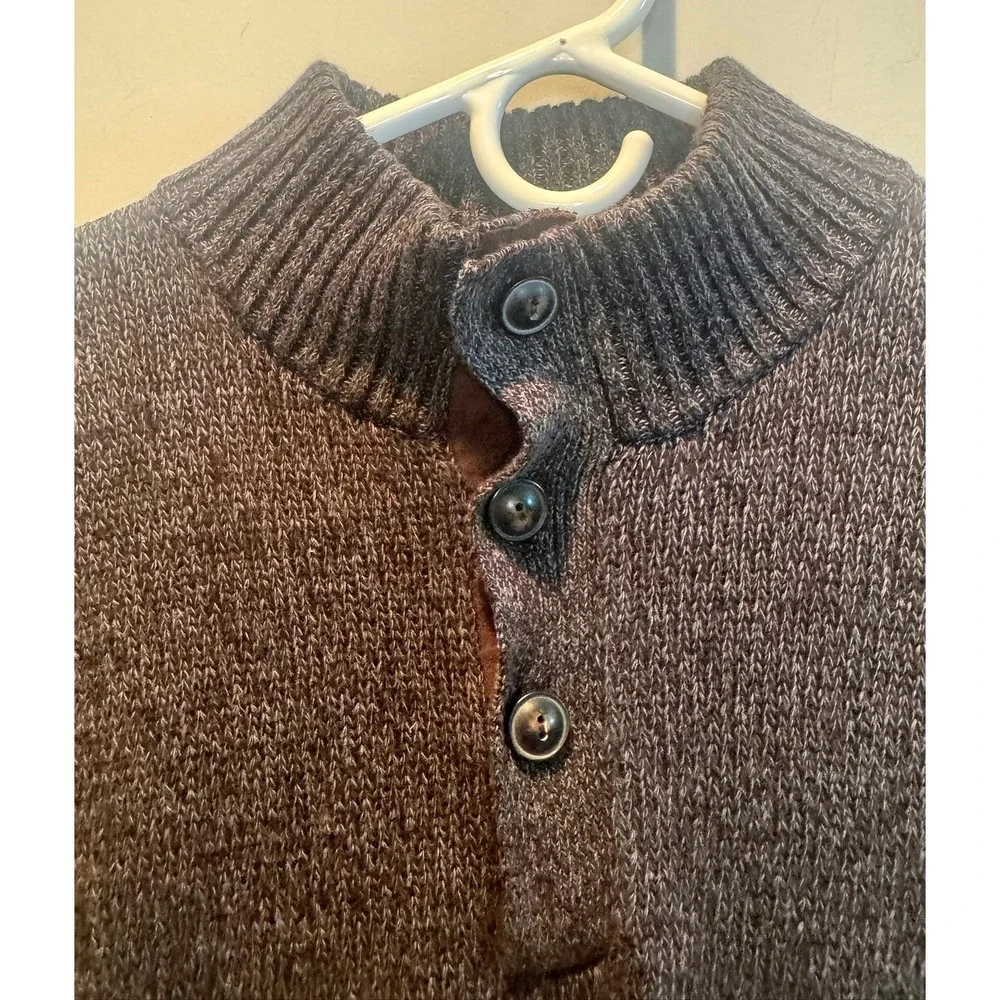 Chaps Mens Gray Mock Neck Elbow Patch Pullover Sweater L Eclectic Grandpa